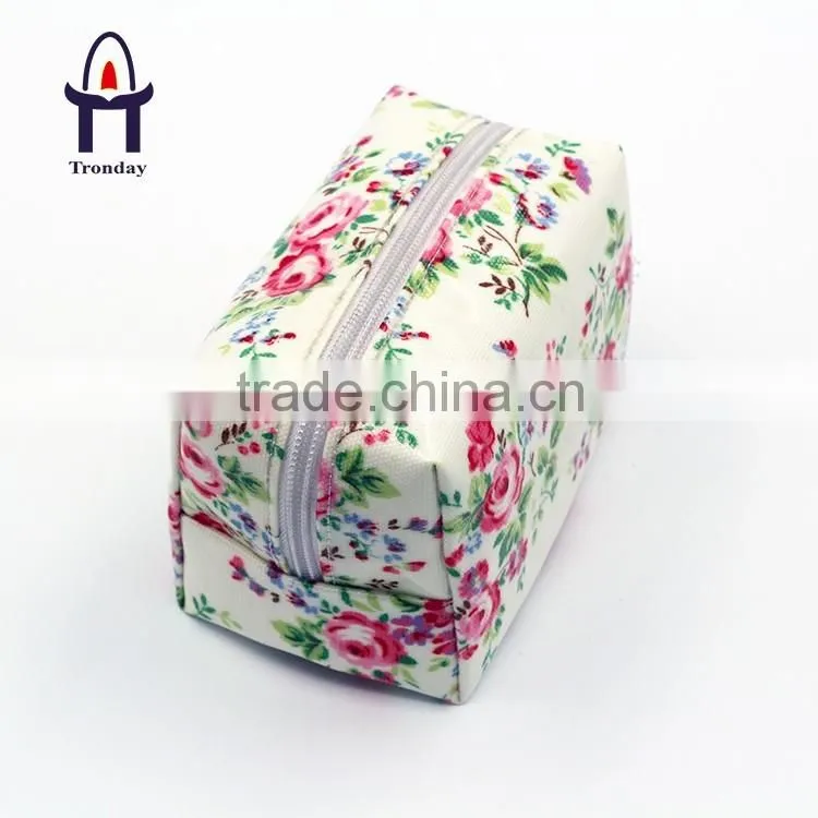 Coated non-woven fabrics with flower printing cosmetic bag, waterproof make up bag
