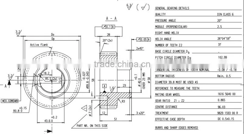 Gear Steel Atlas Copco Screw Air Compressor Parts Engine High Precision 1614933500