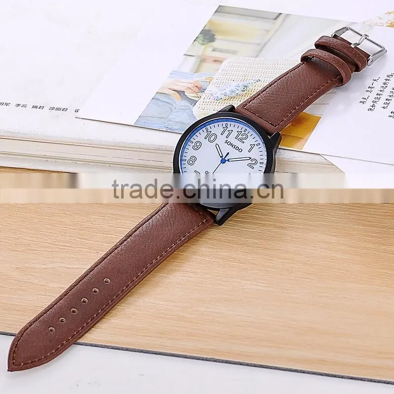 China Supplier Quartz Brown Leather Strap Sports Mens Watches