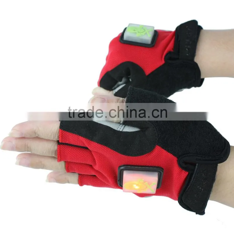 2016 Hot fashion new design cycling LED light Smart Direction Turn signal unisex gloves led cycling gloves half finger gloves