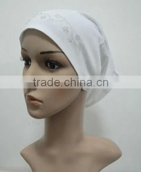 C035 tube underscarf with rhinestones,cotton underscarf and hats