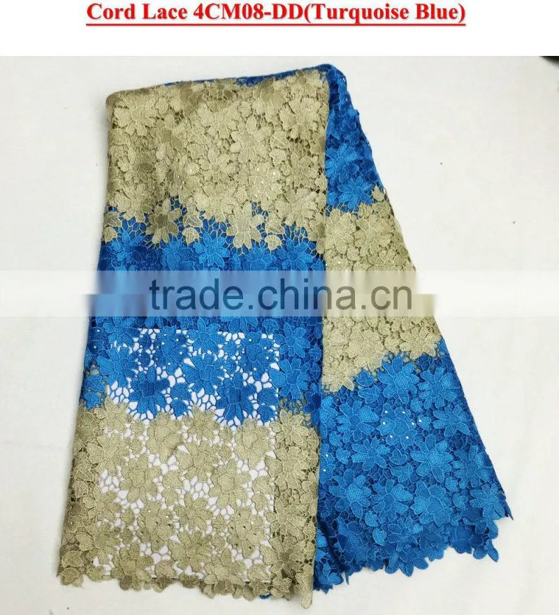 Pretty chemical lace embroidery fabric rhinestoes guipure lace fabric guipure lace for wedding