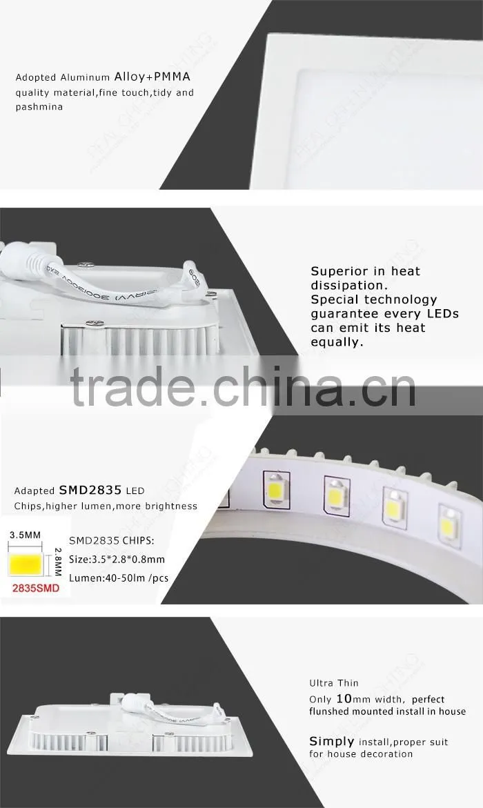 3W LED Panel Light Flat Square Shape SMD2835 15PCS 185LM 3W Panel Light