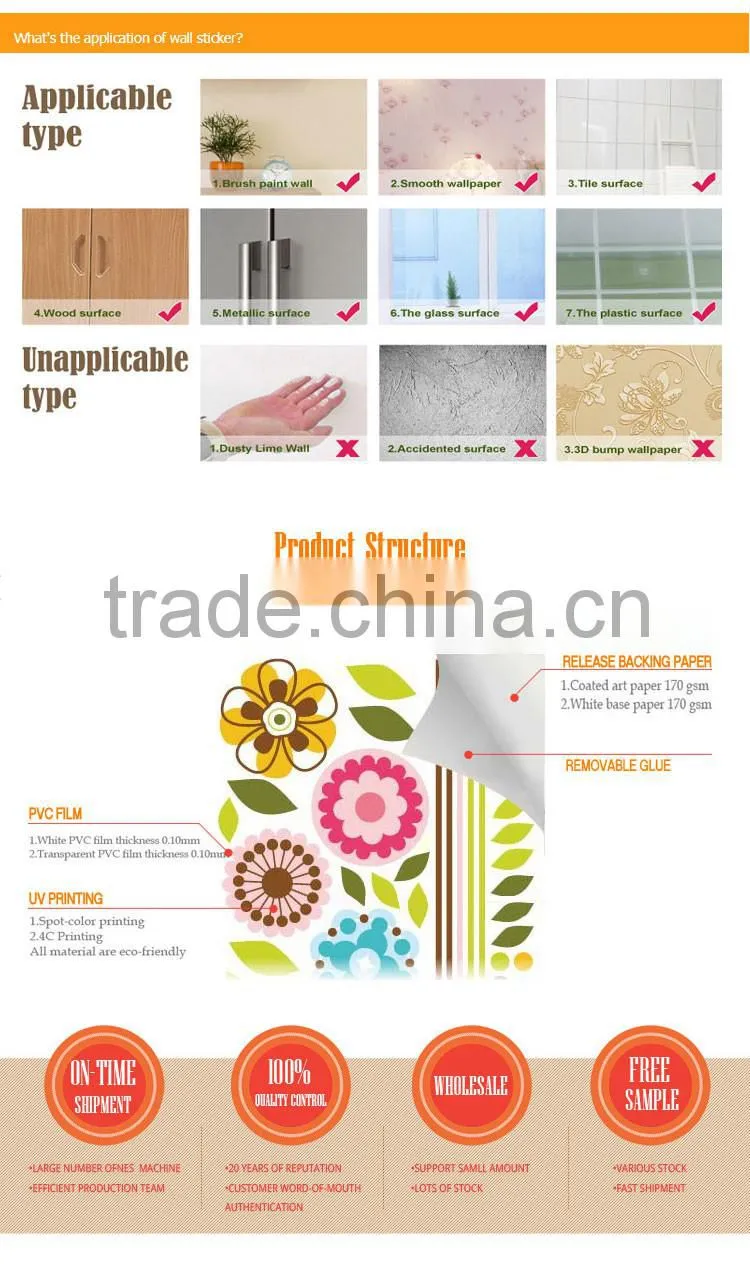 Fancy Removable PVC kids 3d wall stickers