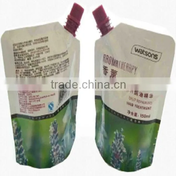 plastic liquid stand up detergent pouch with corner spout