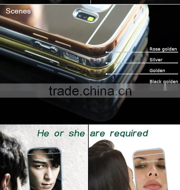 Plastic material cellphone accessory PC back mirror phone cover for iPhone 6 6s plus aluminum bumper case