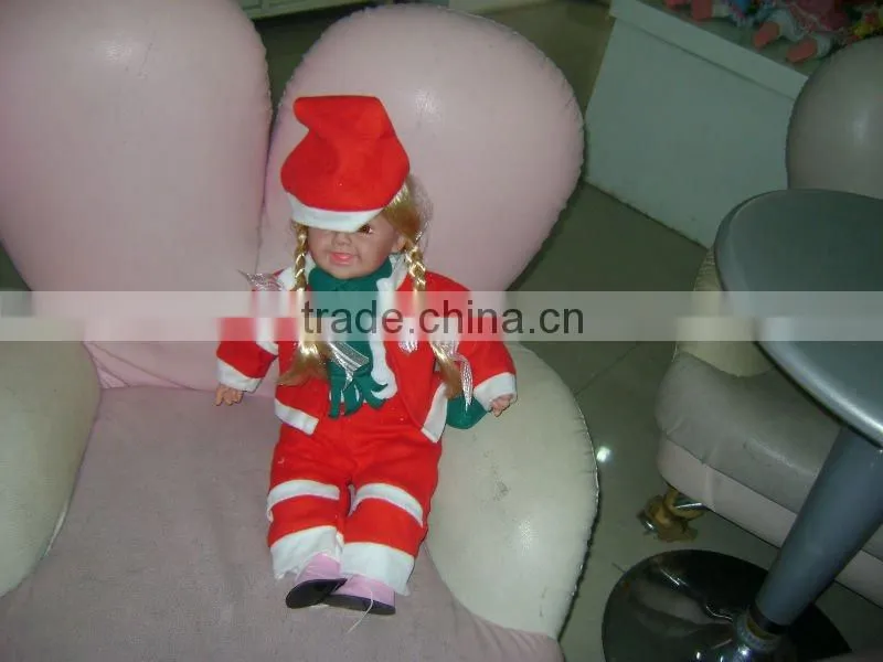18" music reborn Christmas plastic girl doll for with hat&scarf