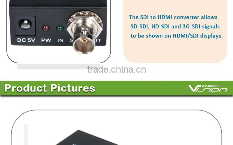 HDMI to SDI Converter HDMI to SD-SDI/HD-SDI/3G-SDI Adapter Support 720p 1080p