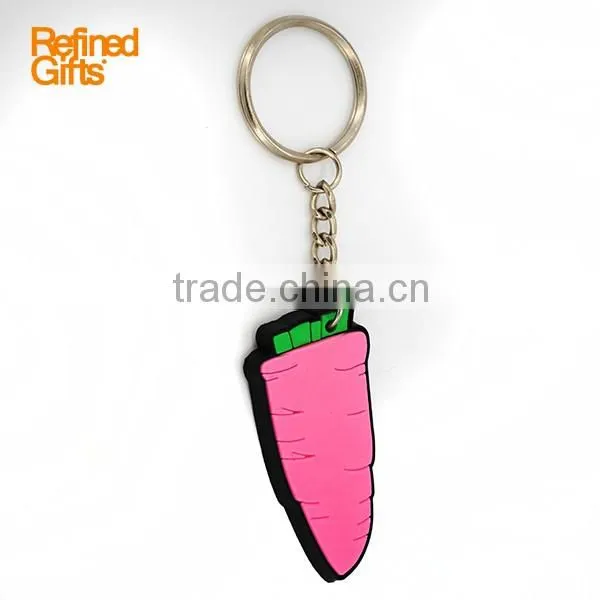 Carrot shape customized logo and cheap price PVC Rubber keychain