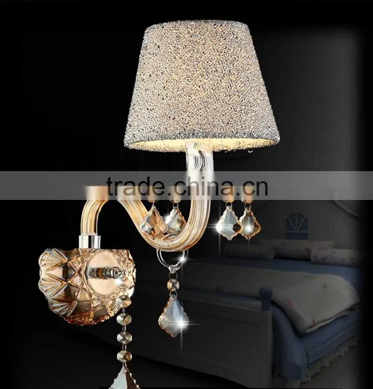 Top Quality European Style E14 LED Wall Lamp Crystal Bedroom Berth Lamp