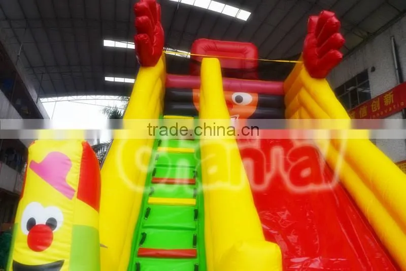 Hot selling high quality commercial adult inflatable clown slide,water climb to slide,smiling slide