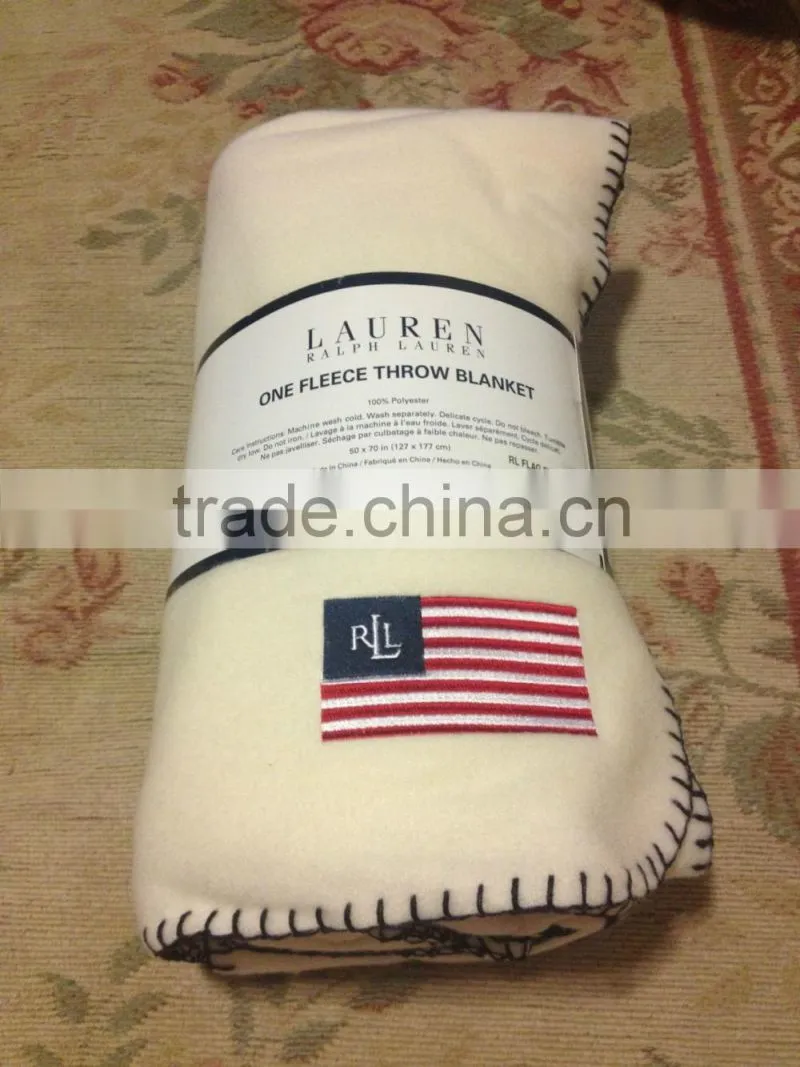 Roll up packaging promotional gifts blanket with embroidery