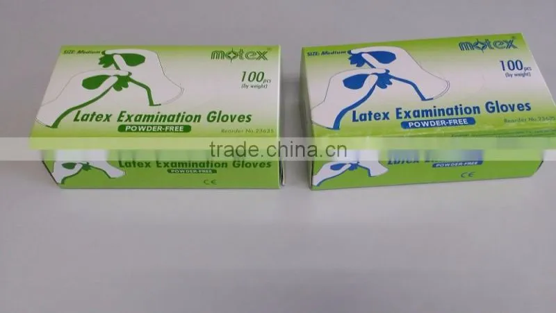 Powder free latex exam gloves