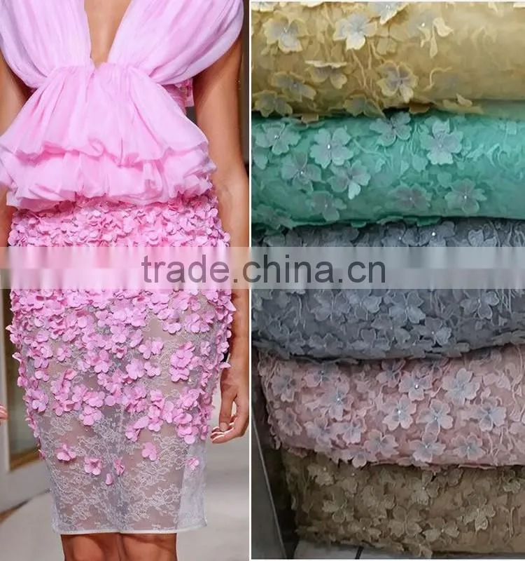 Wholesale Fancy sequins lace fabric for bridal and girls dress white sequined mesh lace french net lace textile