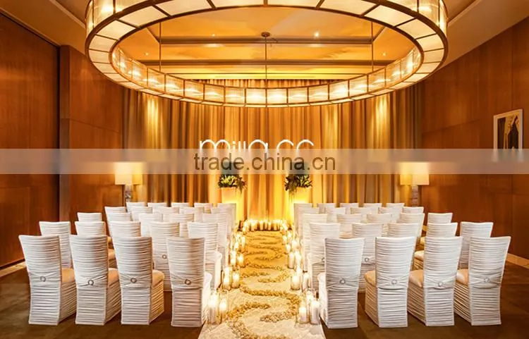 Wholesale Wedding Lycra Spandex Ruffled Banquet Chair Cover with Diamond Buckle