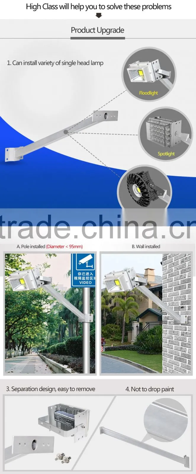Outdoor IP67 Waterproof 30W 50W LED Flood Light With Pole Holder for Outwall Backyard Garden Street Passage Square Lighting