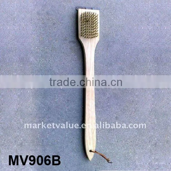 18" wooden handle bbq cleaning brush