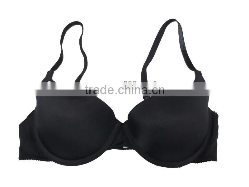 basic popular plain color thick cup ladies underwire and padded push up bra