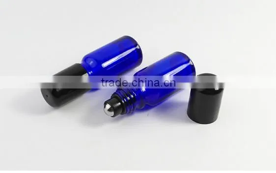 10ml perfume roller ball bottle Blue glass stainless steel bead bottle
