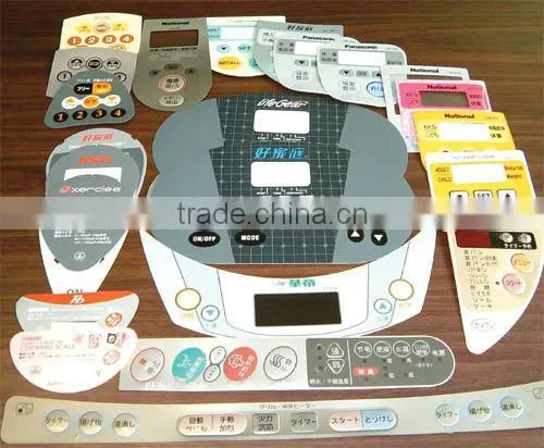 Silkscreen Printed and Die Cut,Clear Punched Window,Self Adhesive Polycarbonate Labels For Remote Control