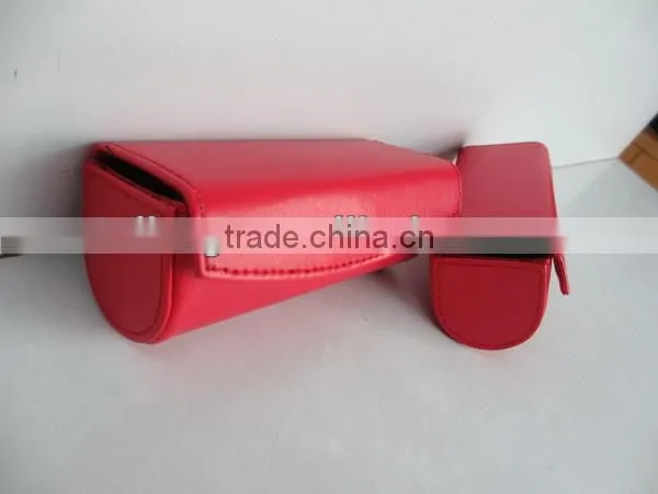 cute round leather lipstick holder with mirror
