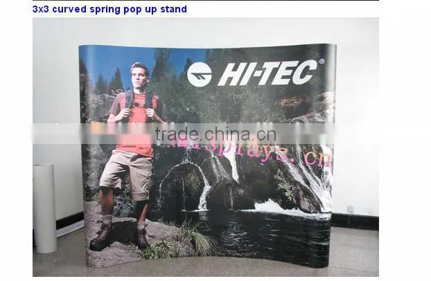 Spring pop up wall display stand, 3*3 and 3*4 curve or straight pop up stand