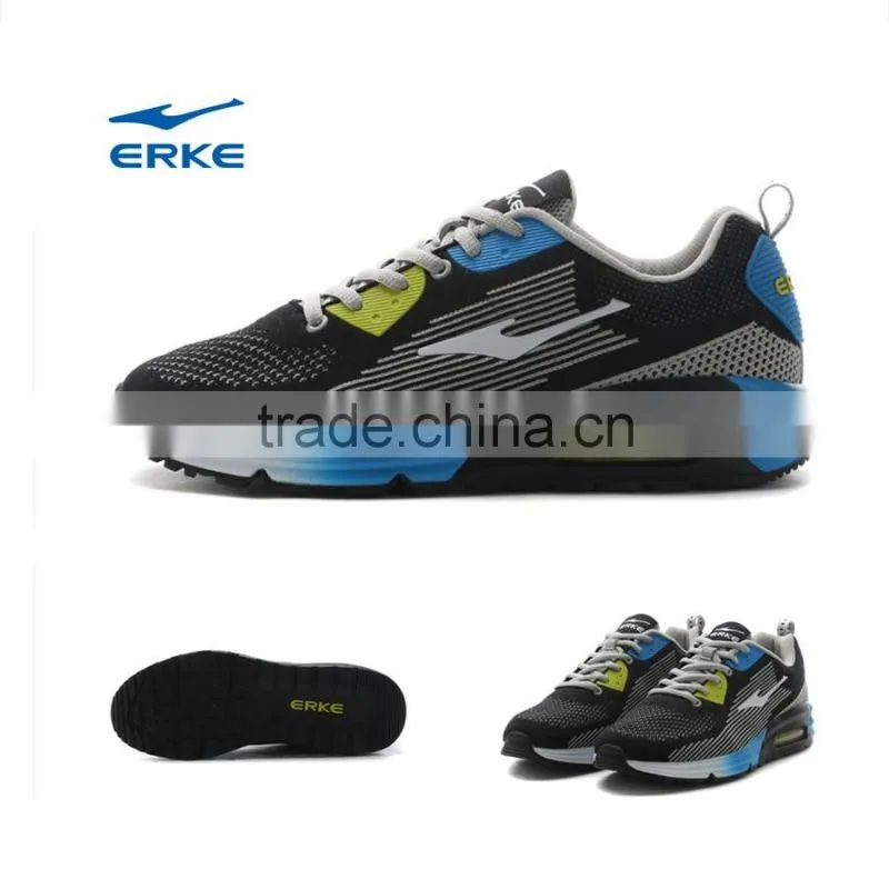 ERKE knitted breathable mesh upper brand mens sports shoes with air cushion