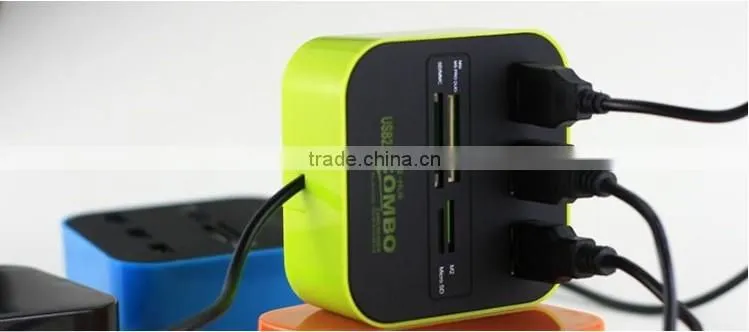 USB Combo with 3 ports high speed USB HUB 2.0 and TF/SD/M2/MS card reader