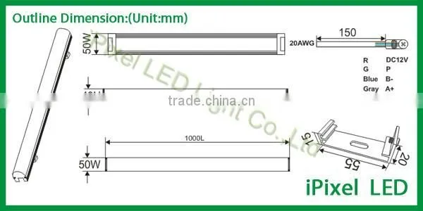 48 leds DMX control led tube hoursing by milky pc