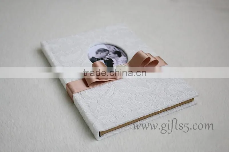 Classical and top quality lace white wedding guest book