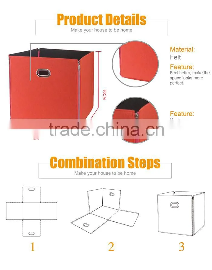 foldable multifunctional houseware felt storage cube bins