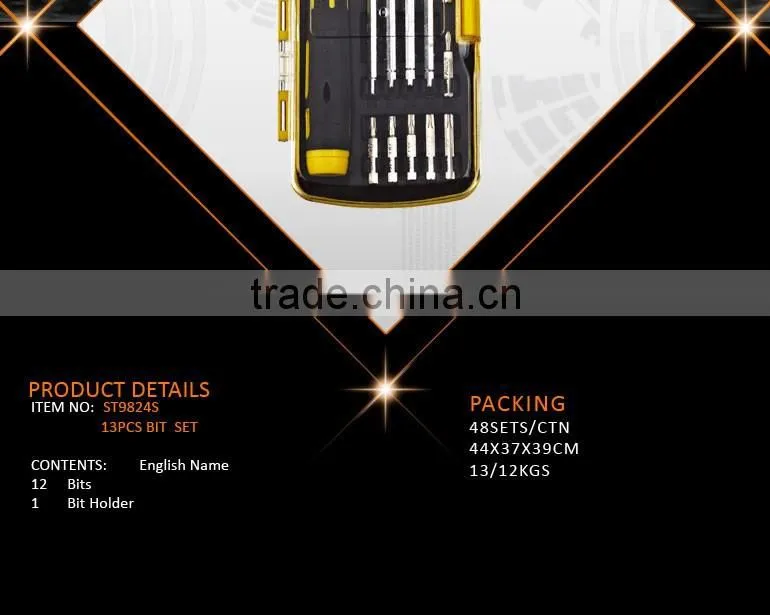 13PCS Screwdriver Type Ratchet Handle Bit Set Tool