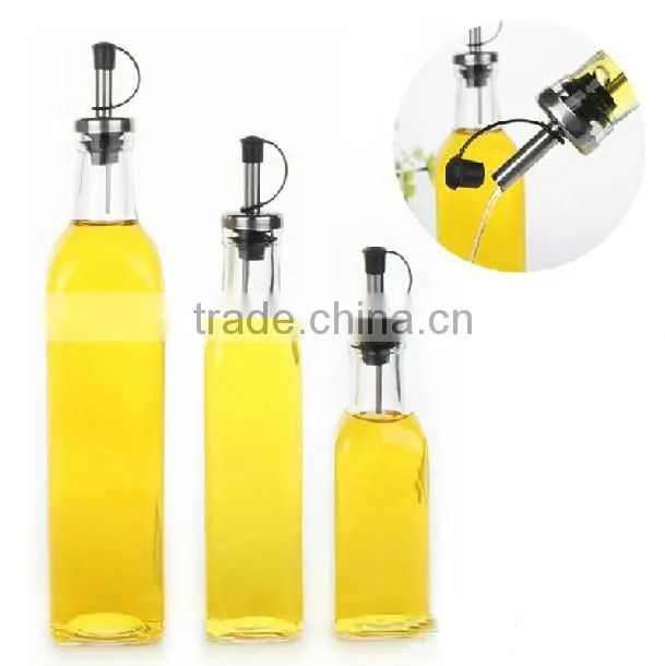 clear 500ml glass vinegar bottle Set With S/S Spout