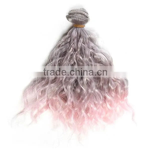 colorful synthetic curly hair piece for BJD doll wig