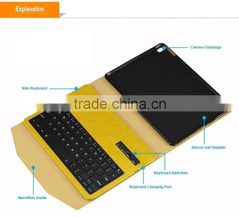 PU Leather case with wireless keyboard for tablet pc iPad air-IP205F
