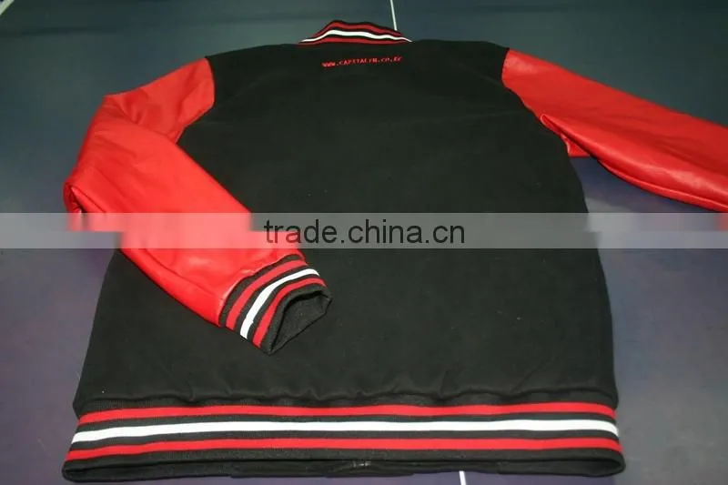 Custom Pleather Sleeves Patch Embroidery Fleece Varsity Jackets With Warm