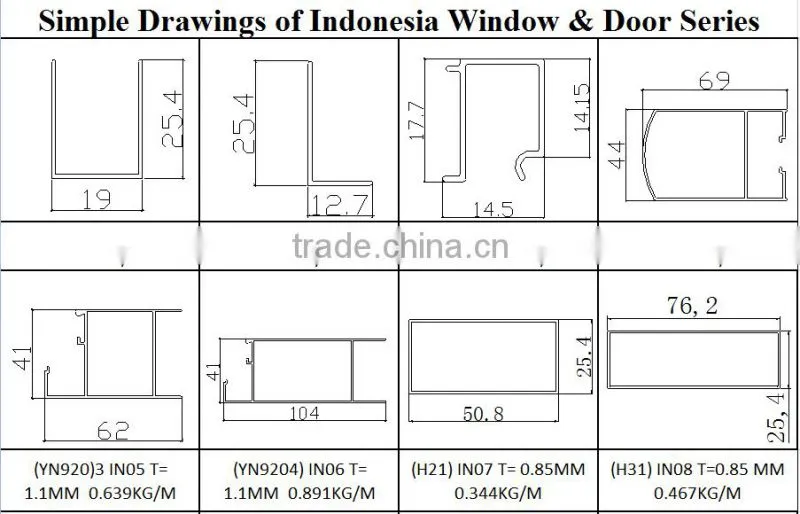Indonesia aluminum China supplier aluminum extrusion pdf window aluminum profile