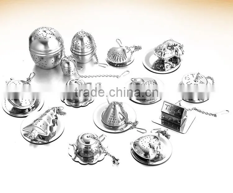 YS factory Loose Leaf Tea Stainless Steel Strainer (Set of 2) with Tea Scoop and Drip Trays, Medium