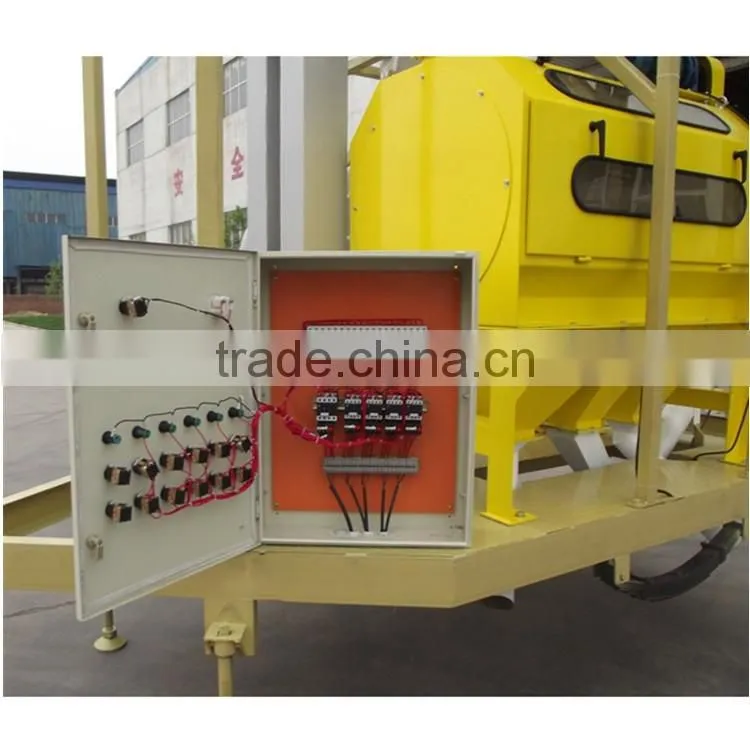 combined seed processing machine with rotary seed cleaner and seed treater