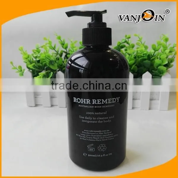 FDA Certified 16 Ounce Black Plastic Bottle with White Lotion / Shampoo Dispenser