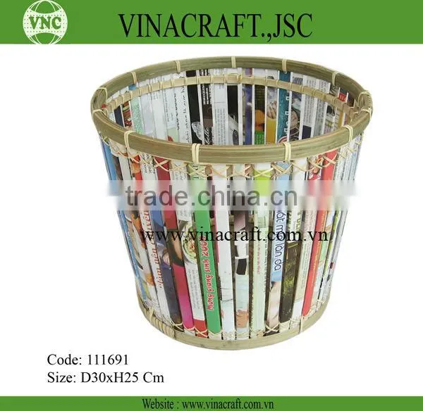 Pressed Bamboo Waste Basket in brown color