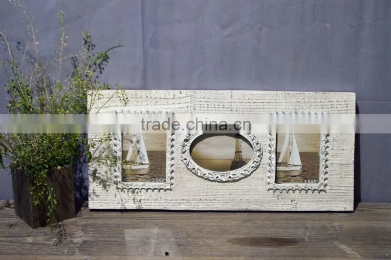 decorative antique wooden photo frame with multi openings