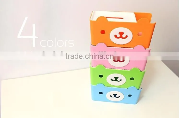 CY059 Multi-functional 4 colors Tissue Box Cute Bear Paper Holder With Storage Grid