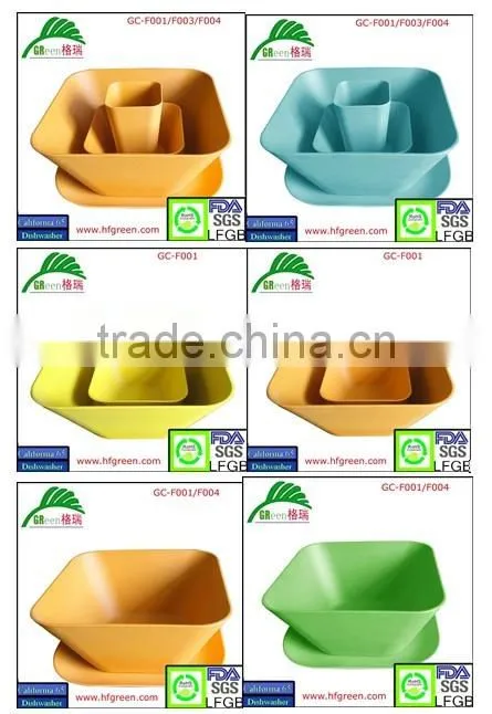Anhui factory square bamboo fiber tableware set