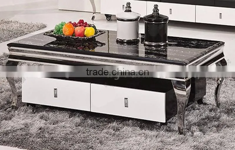 Modern Metal Furniture Electric TV Stand Marble Top