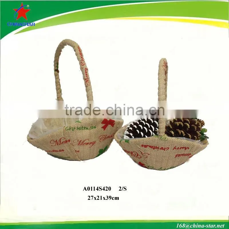 retangle christmas candy basket made of jute