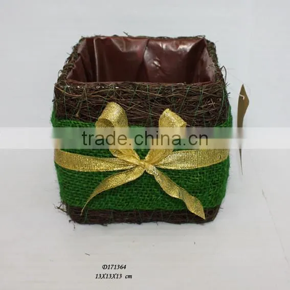 wicker christmas flower pots