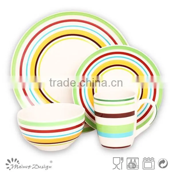 18pcs colorful stripe cheap ceramic dinner set ceramic cheap ceramic round dinner set