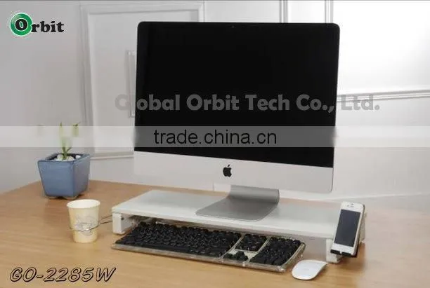 Monitor computer Stand with USB hubs & plug, tempered glass