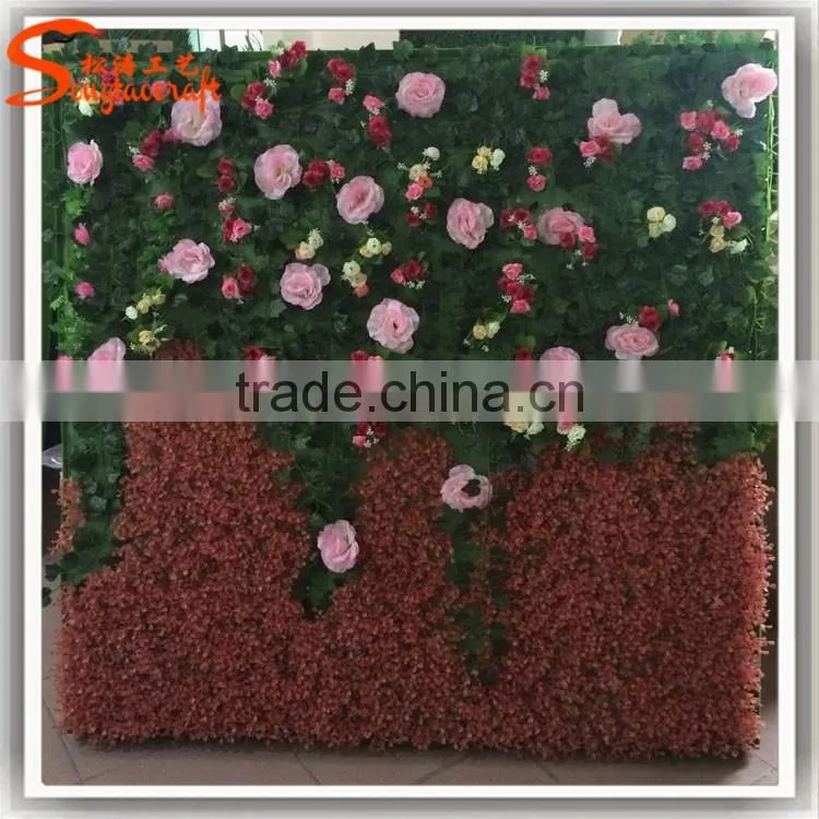 2016 hot sale artificial wedding flower wall imported from china for indoor decoration